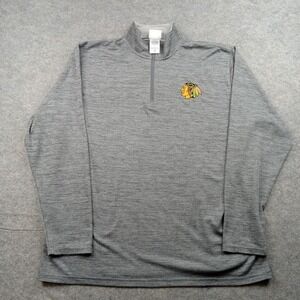 Chicago Blackhawks Pullover Mens Large Gray NHL Hockey‎ Quarter Zip Long Sleeve